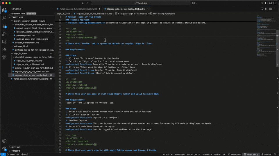 Testomatio - Export as markdown