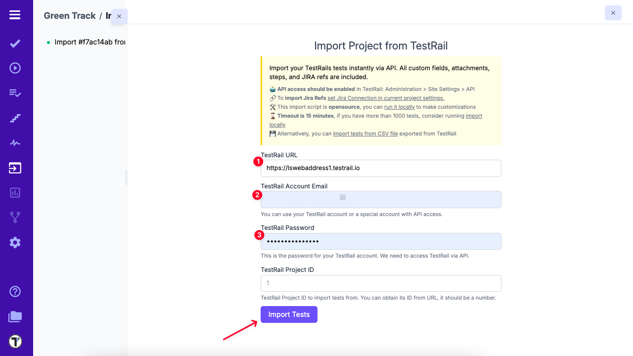 image Import from Testrail via API